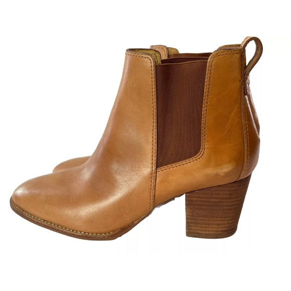 Madewell Womens 7.5 Pull On Chelsea Ankle Bootie Cognac Leather Distress Western - Picture 3 of 12